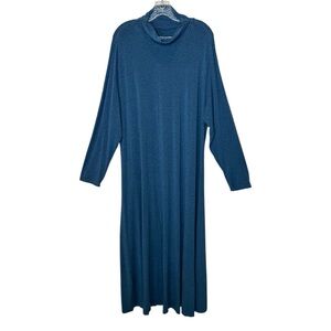 Soft Surroundings Mock Neck Maxi Dress 3X Long Sleeves Blue